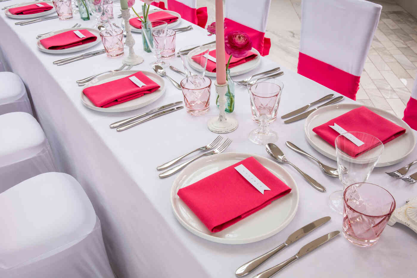 Pink Fuchsia Table Linen For Hire Tablecloths, Napkins, Runners